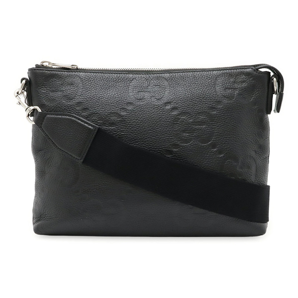 Gucci Jumbo GG Crossbody Bag Shoulder Clutch Leather Black